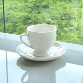 Xícara para Café com Pires de Porcelana New Bone Butterfly Flower