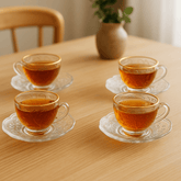 Kit 4 Xícaras de Chá New Butterfly Fio de Ouro