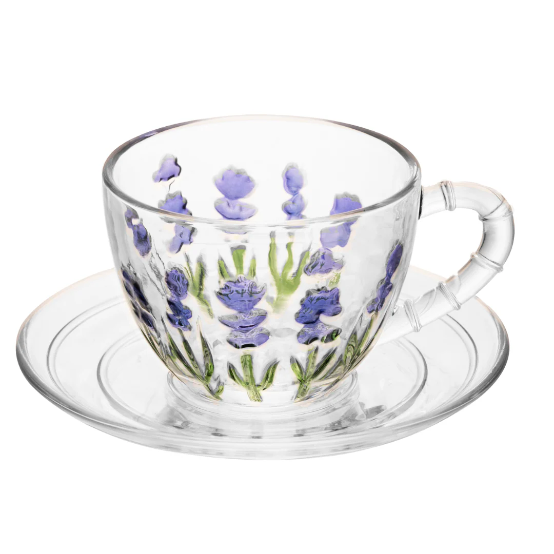 Kit 4 Xícaras de Café Cristal Lavanda 80ml