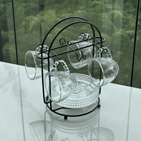 Jogo de Xícaras de Café Cristal Com Pires Pearl Bolinha 4 Peças - 80ml