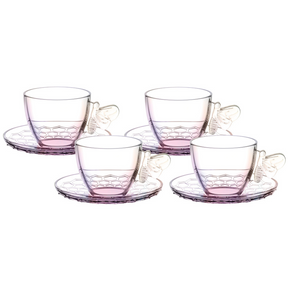 Jogo 4 Xicaras de Chá com Pires Rainbow Bee 200ml