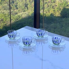 Kit 4 Xícaras de Café Cristal Lavanda 80ml